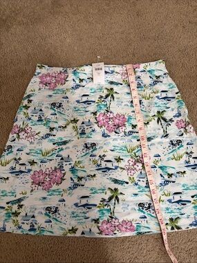 J. Jill White Floral Mini Skirt with Pink & Blue Print